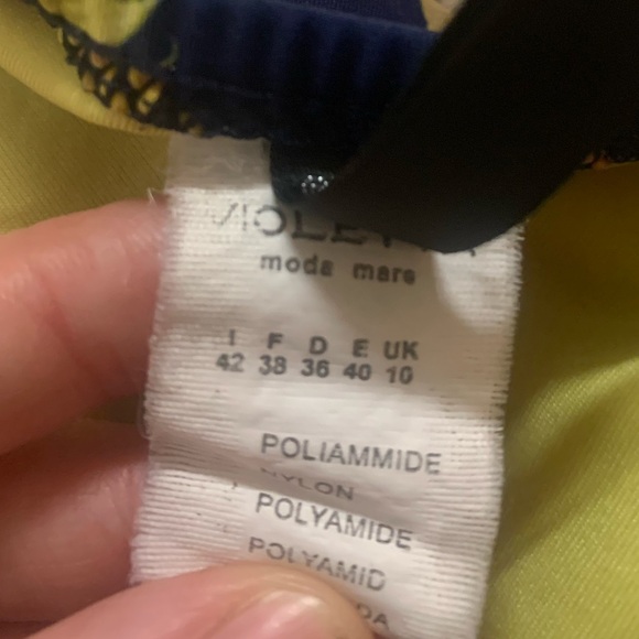 Violetta Moda Mare (Italian) Size 6 Small Swimsuit Yellow Floral - Picture 3 of 4